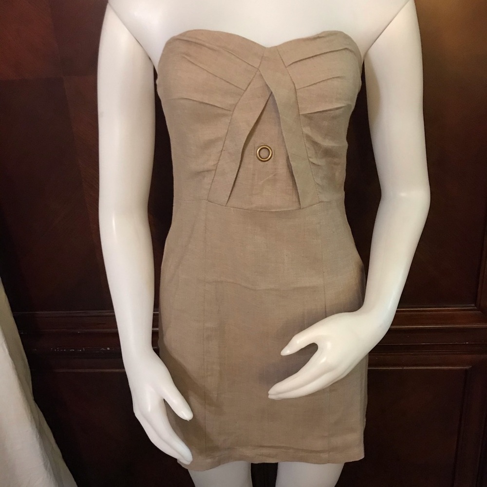 🆕 Theme Tan Strapless Dress-Small